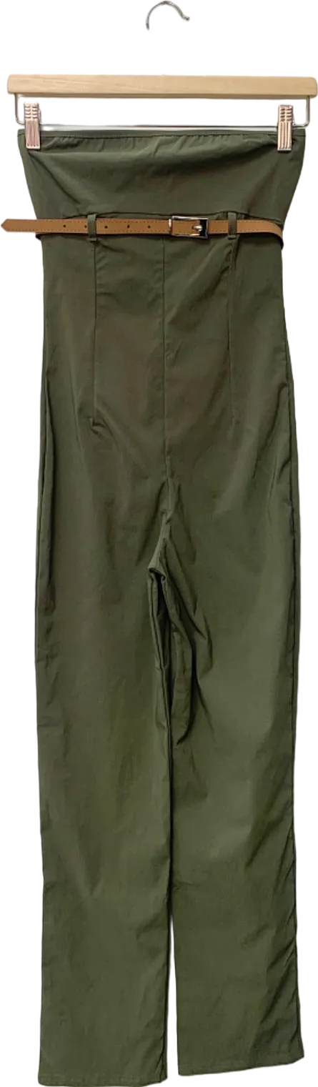 PrettyLittleThing Green High-Waisted Trousers UK 8