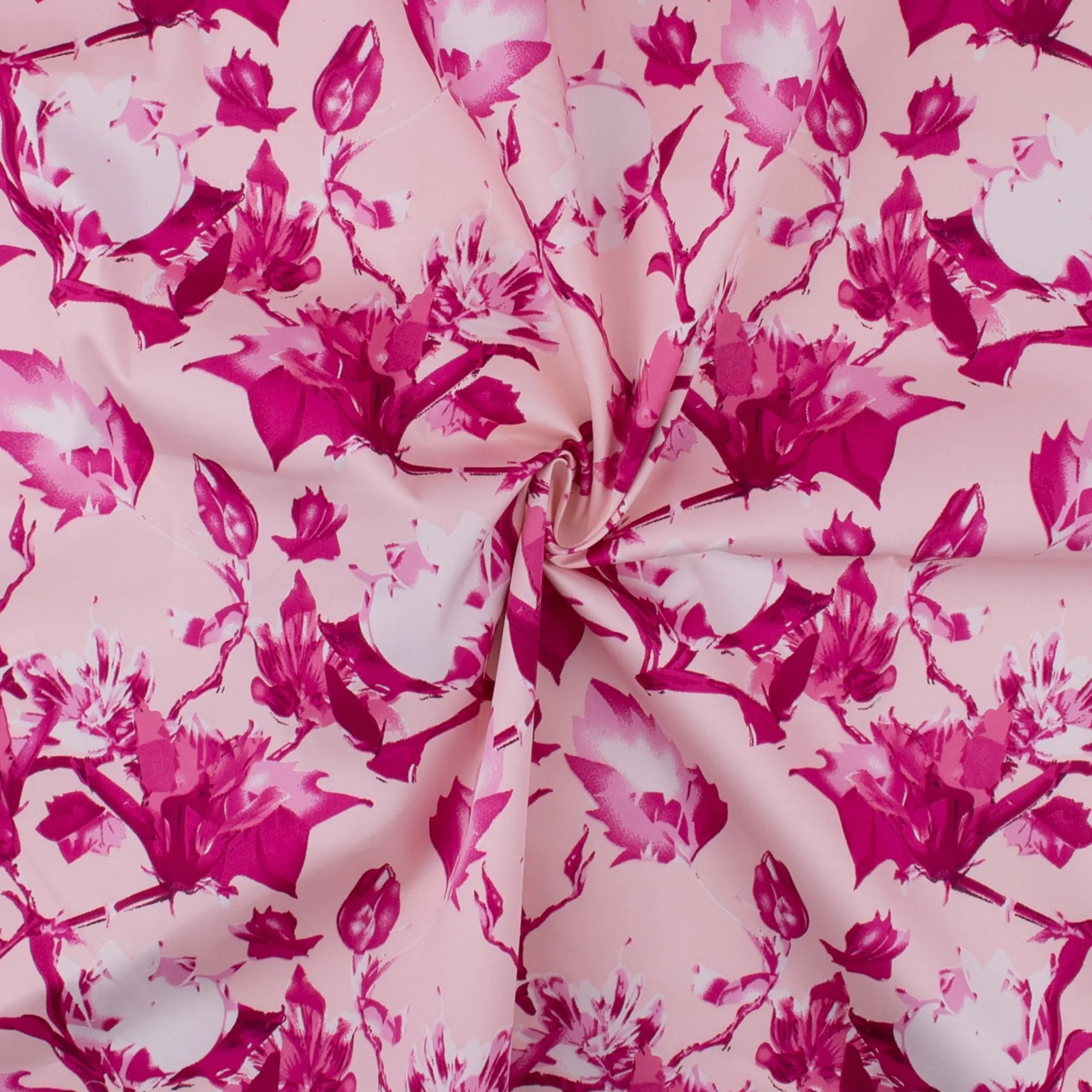 Printed Stretch Sateen - SANDY - 007 - Fuschia