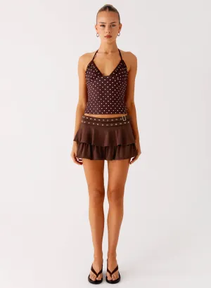 Prologue Belt Mini Skort - Chocolate Prologue Belt Mini Skort - Chocolate