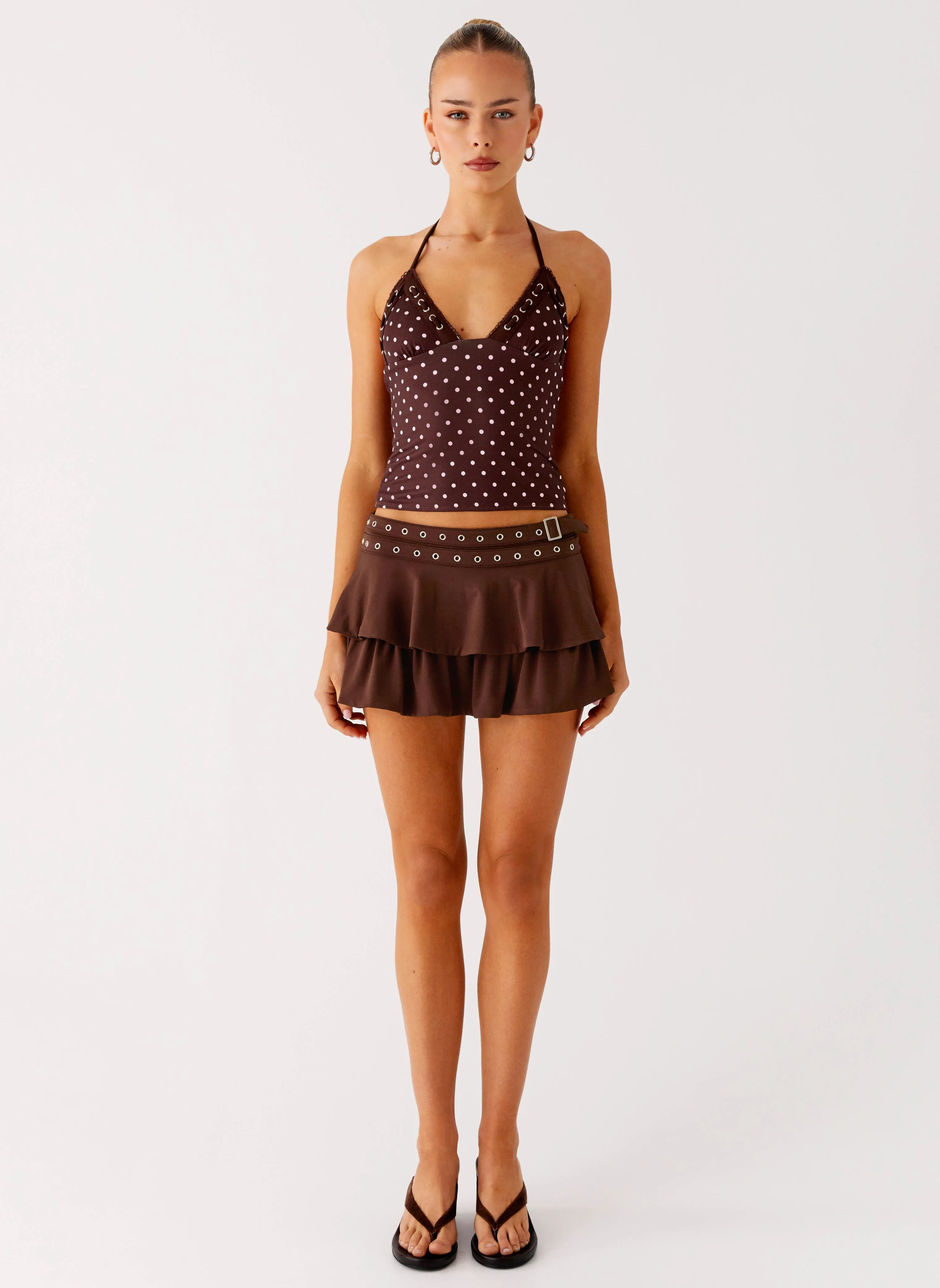 Prologue Belt Mini Skort - Chocolate