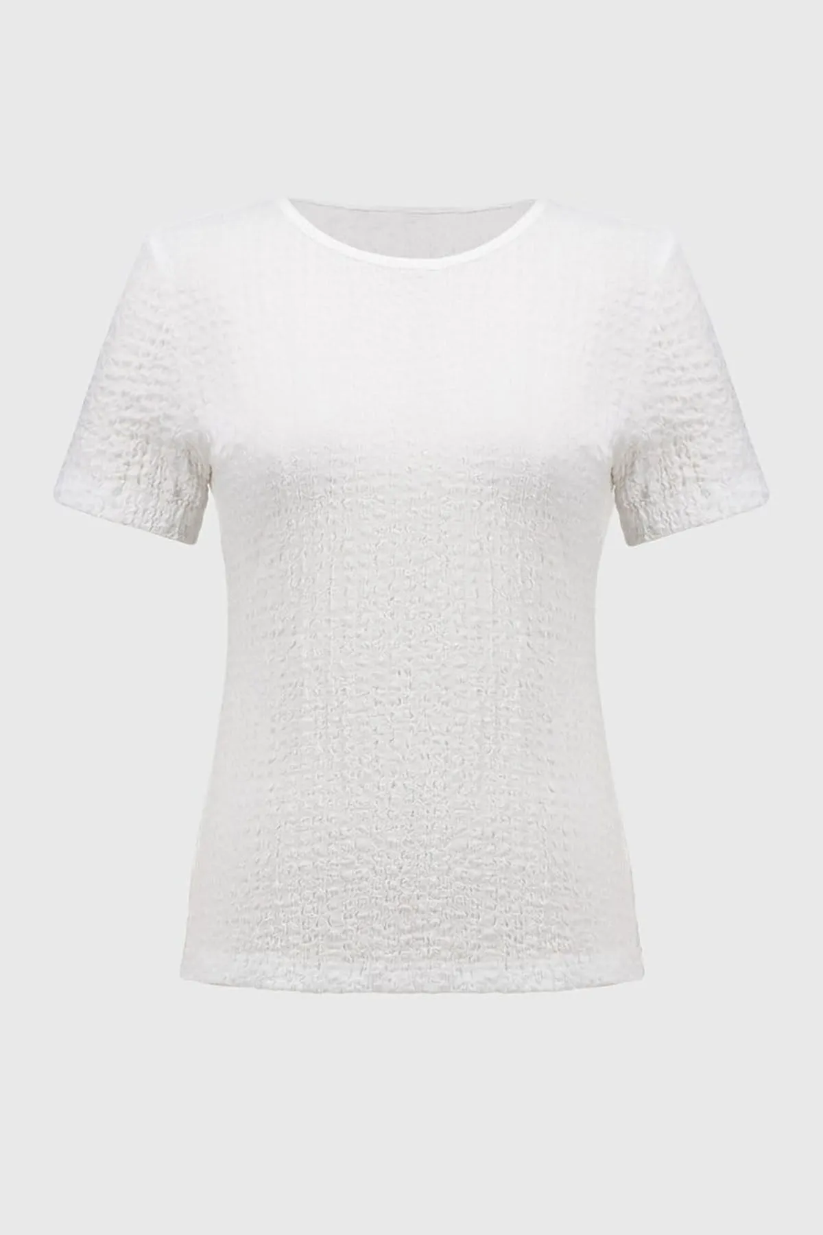 Puckered Knit Fitted Top