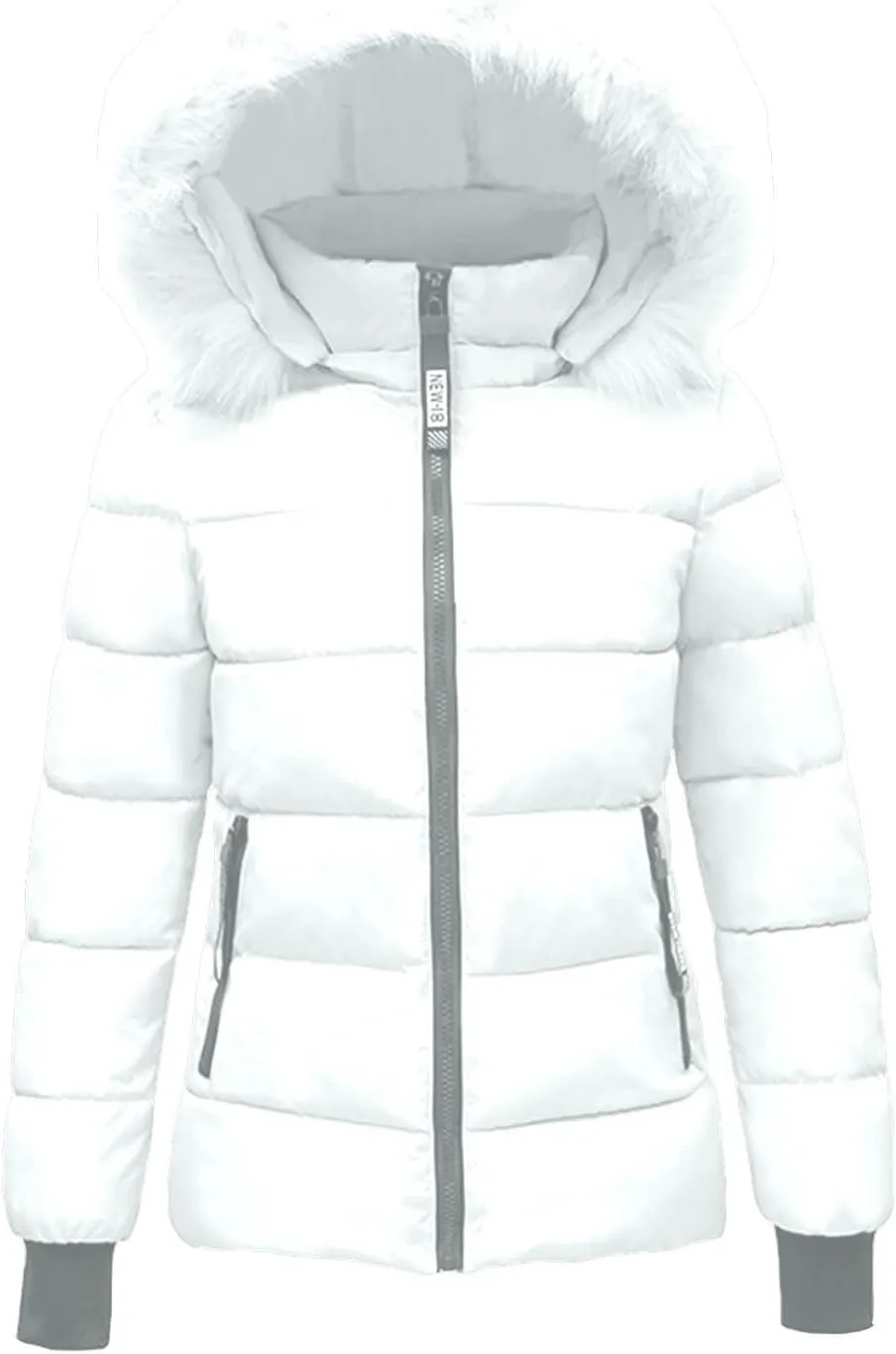 Puffer Jacket Womens Quilted Parka with Faux Fur Hood Zip Up Casual Tunic Puffer Coat Warm Winter Outfits Down Hooded Jackets