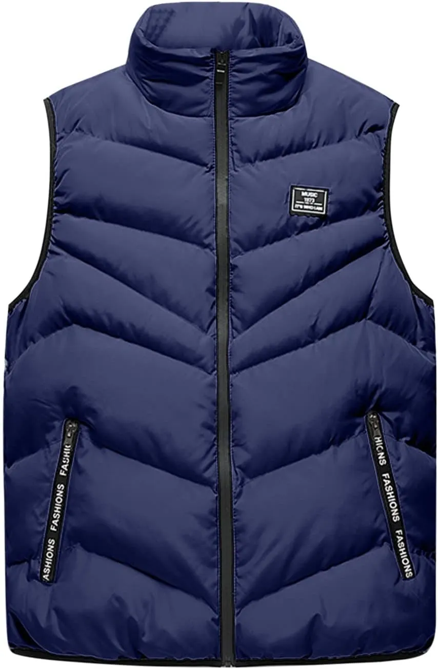 Puffer Vest Men, Men's Winter Warm Down Coats Vest Fashion Outdoor Waterproof Jacket Puffer Coats Vest Outerwear