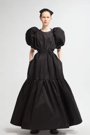Puffy Taffeta Short-Sleeved Dress