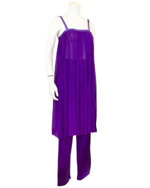 Purple Pleated and Silk Ensemble