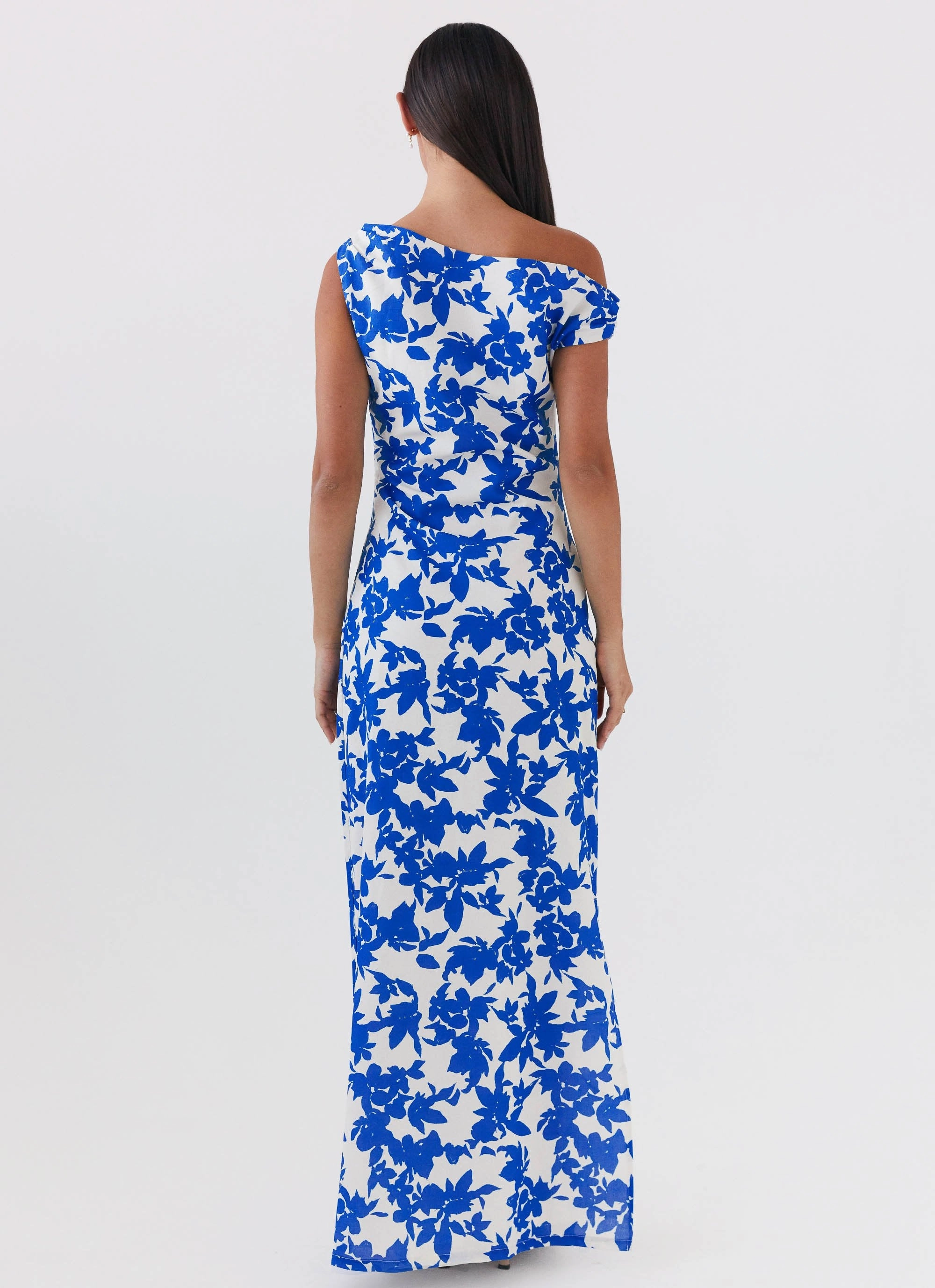 Pyper Off Shoulder Maxi Dress - Blue Floral