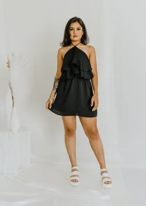 "Building Potential" Black Ruffle Mini Dress