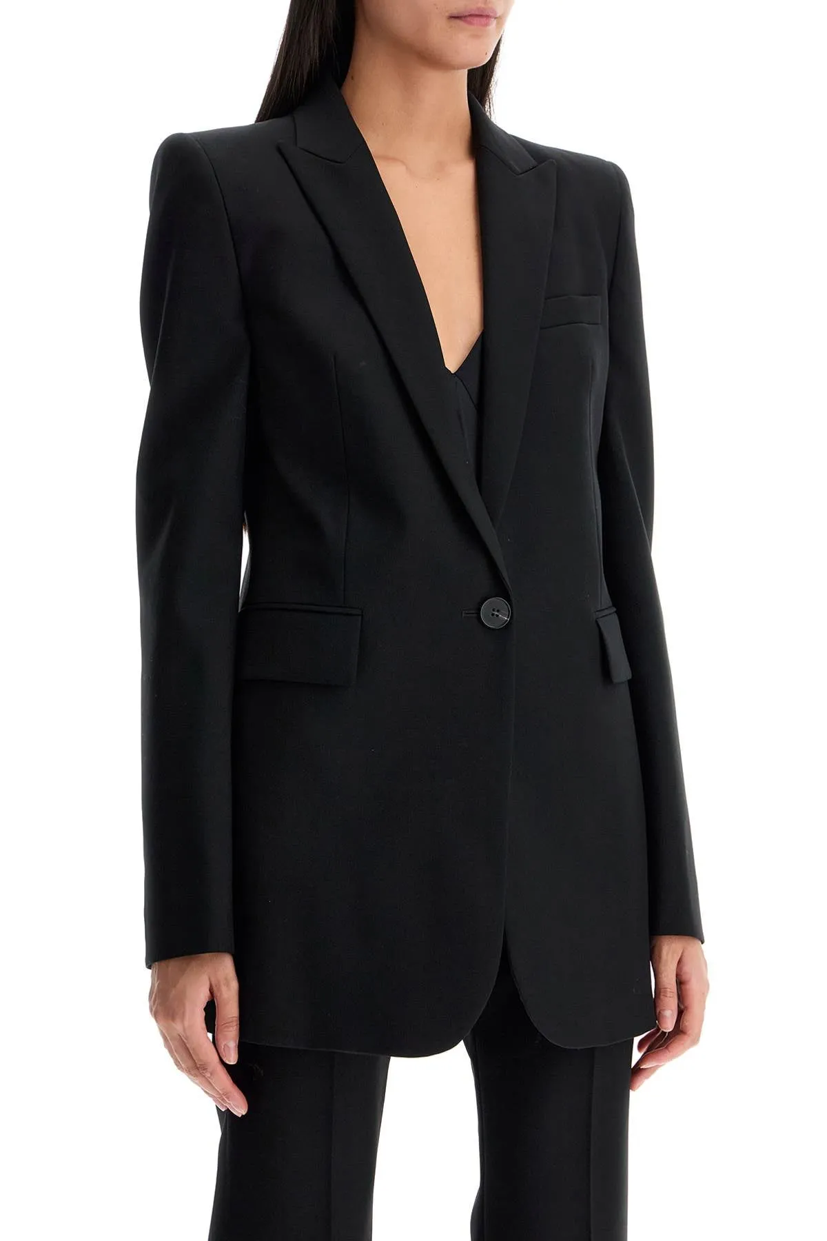 "gabardine jacket with chain 802299 QJADK BLACK