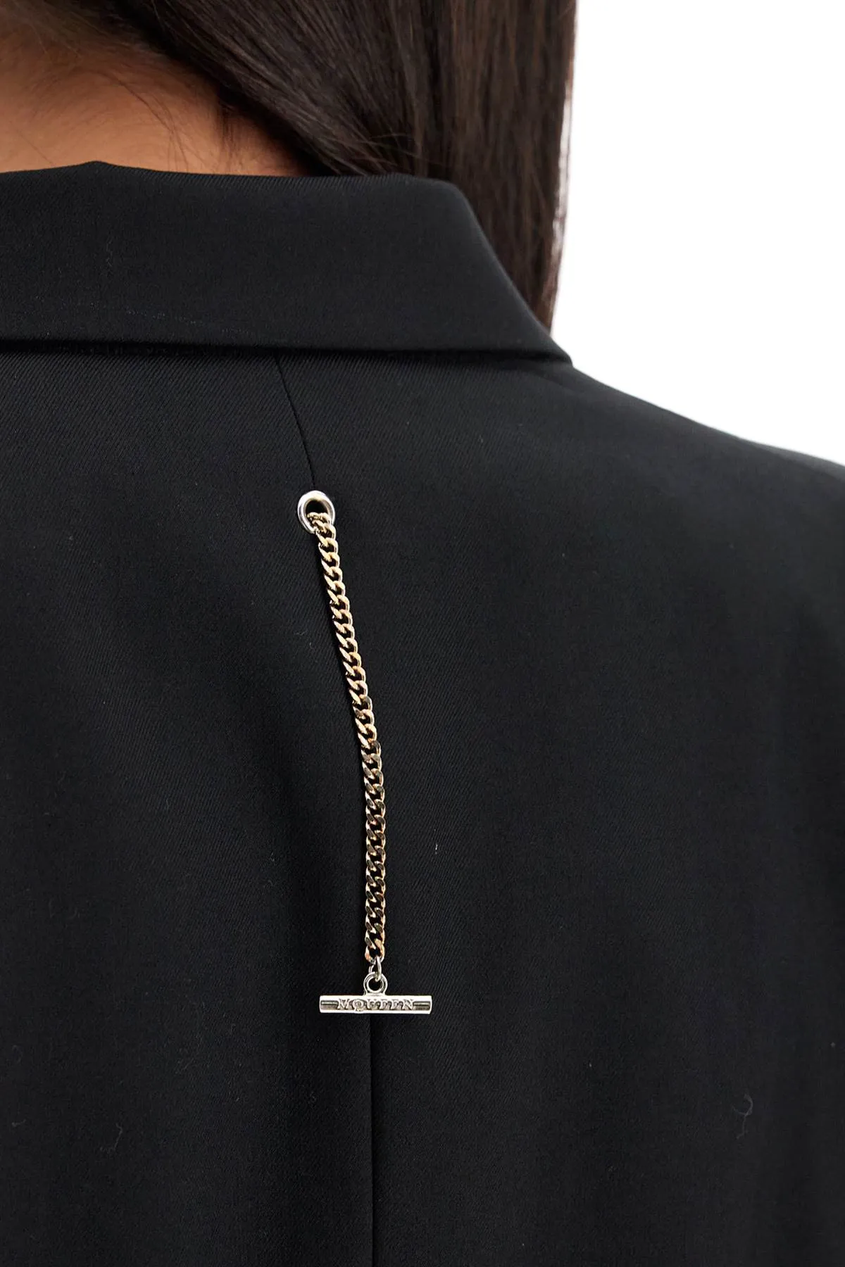 "gabardine jacket with chain 802299 QJADK BLACK