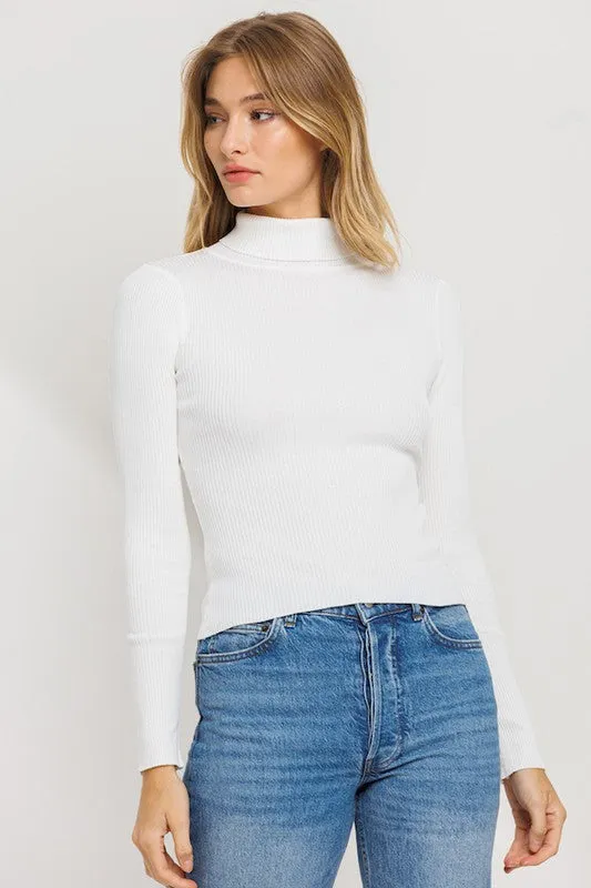 "Goes With Everything" White Long Sleeve Turtleneck