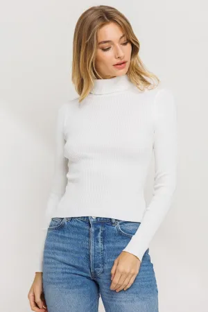 "Goes With Everything" White Long Sleeve Turtleneck