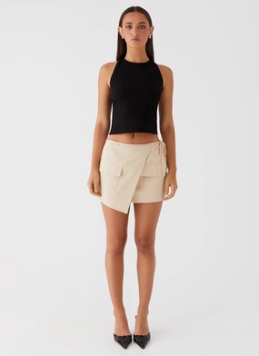Rae Tie Side Pocket Skirt - Ivory Rae Tie Side Pocket Skirt - Ivory