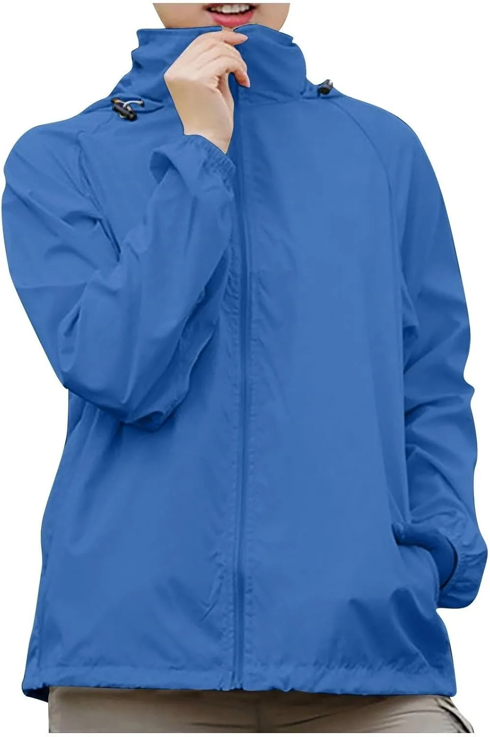 Rain Jacket Women Plus Size Lightweight Raincoat Outdoor Waterproof Windbreaker Hooded Packable Coats with Pockets