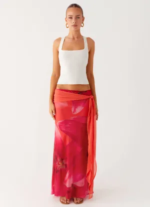 Raya Maxi Skirt - Peach Watermelon Flower Raya Maxi Skirt - Peach Watermelon Flower