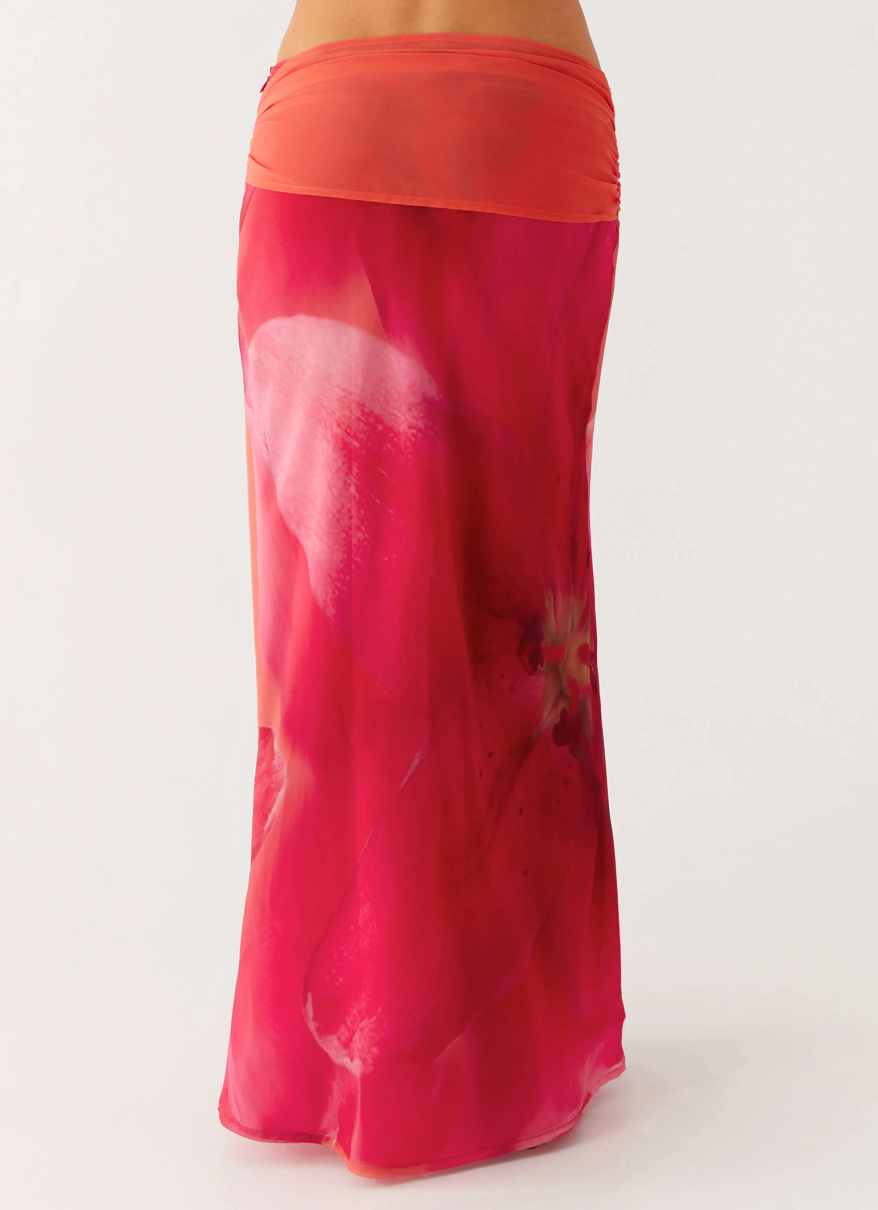 Raya Maxi Skirt - Peach Watermelon Flower
