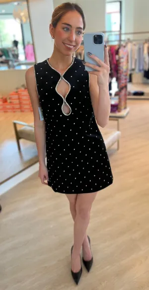 Re1721 Black Rhinestone Embellished Dress