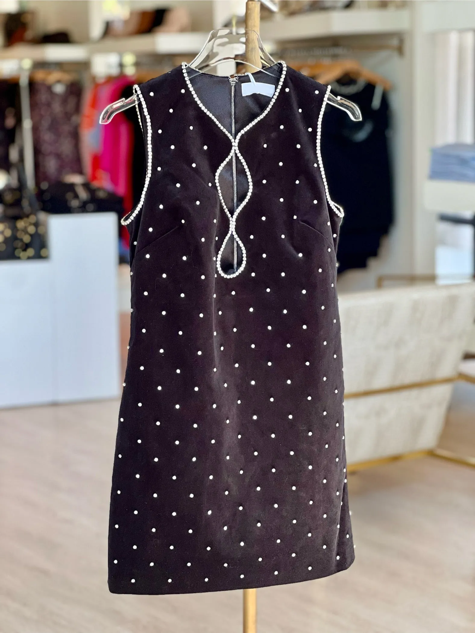 Re1721 Black Rhinestone Embellished Dress