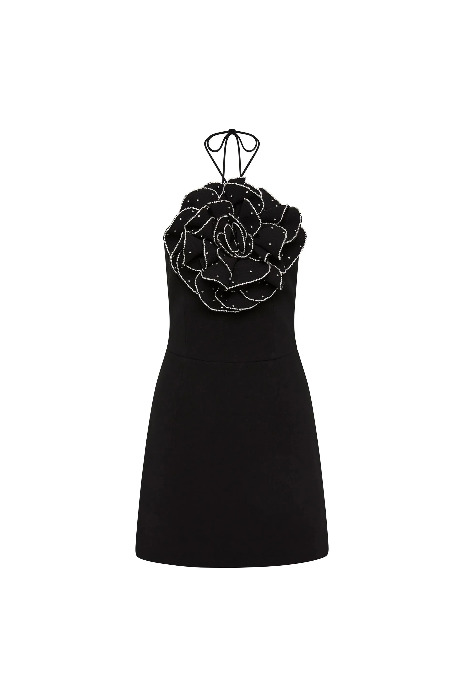 Re1746 Flower Black Mini Dress