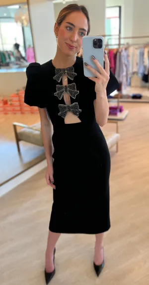 Re1867 Bow Midi Dress - Black