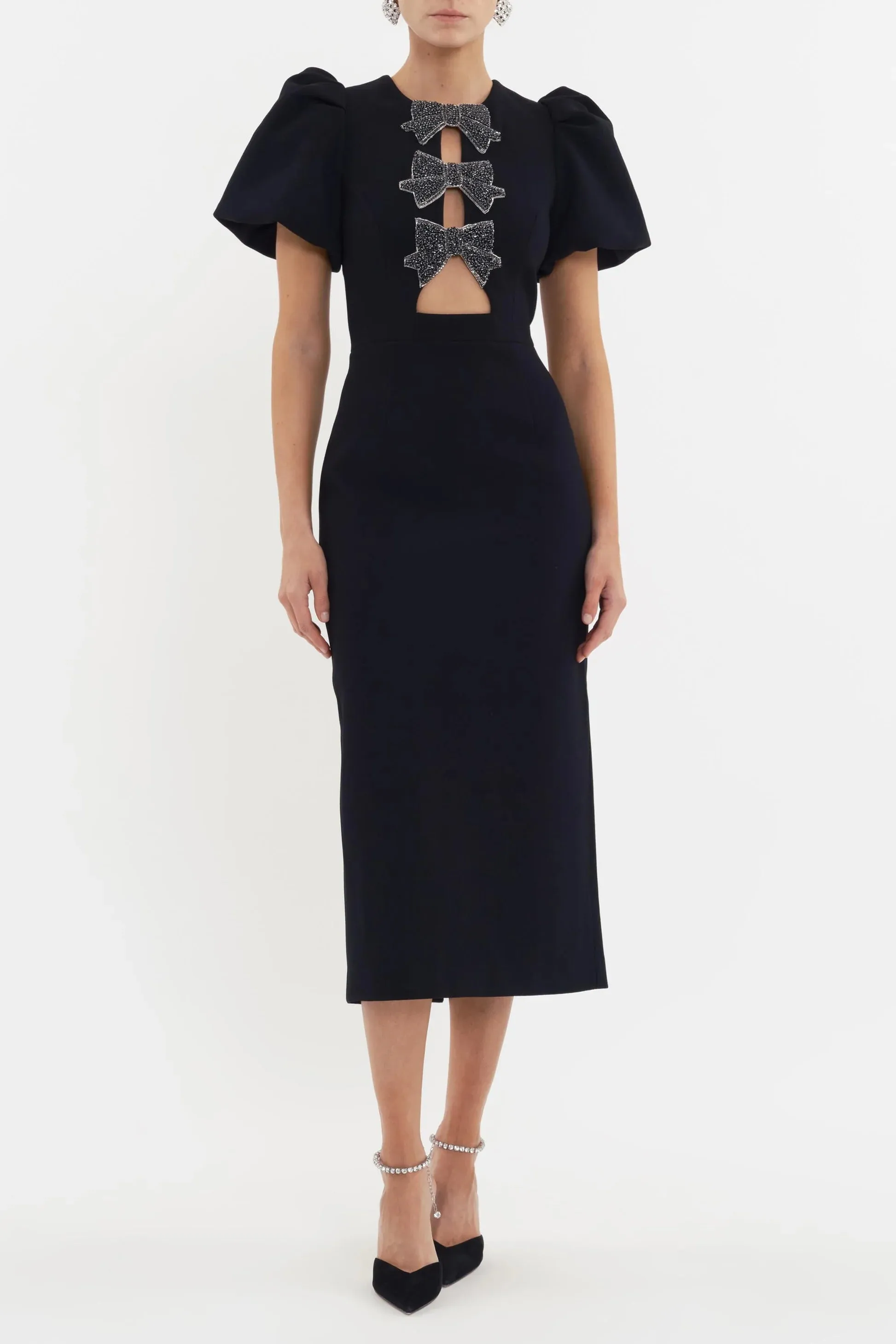 Re1867 Bow Midi Dress - Black