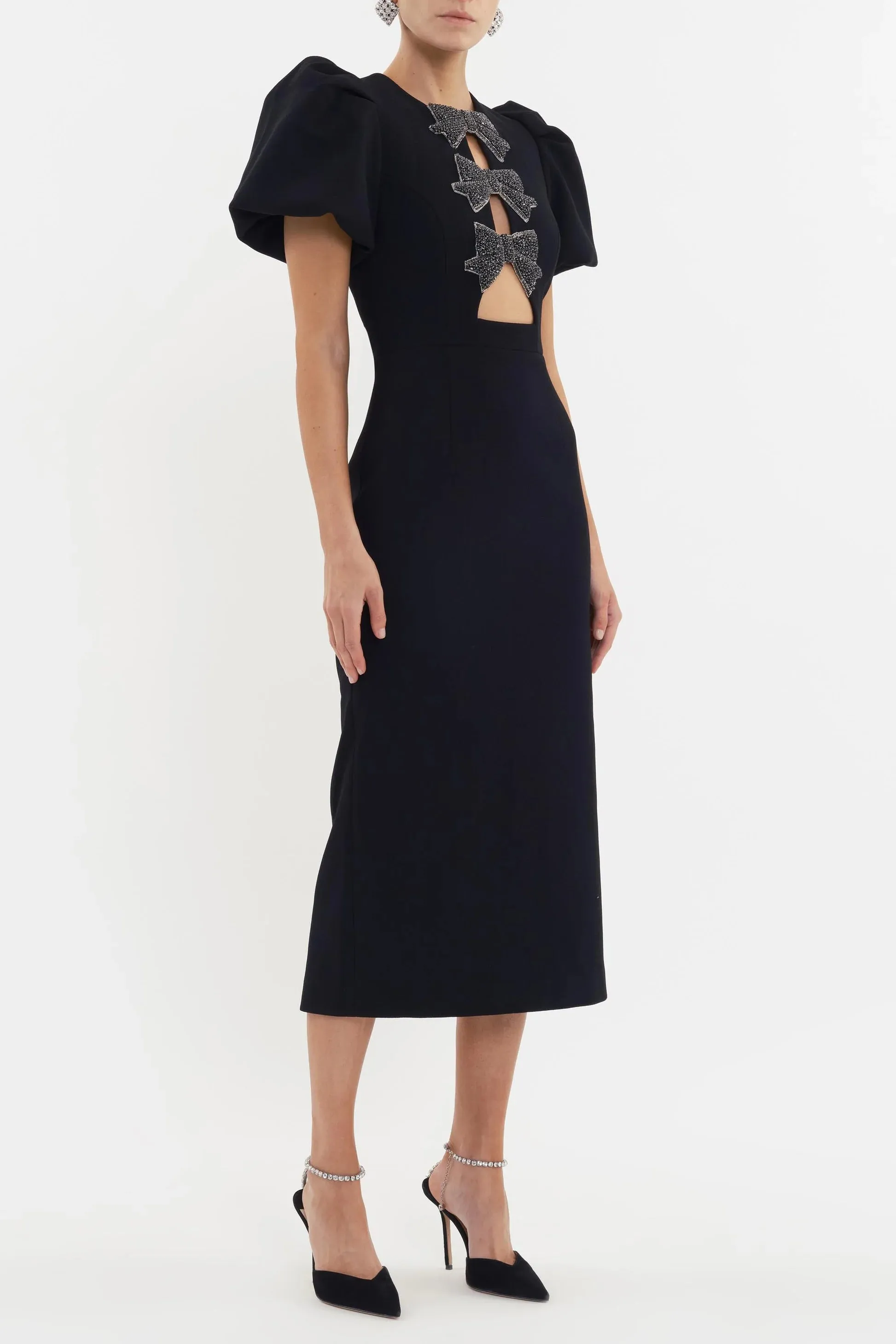 Re1867 Bow Midi Dress - Black