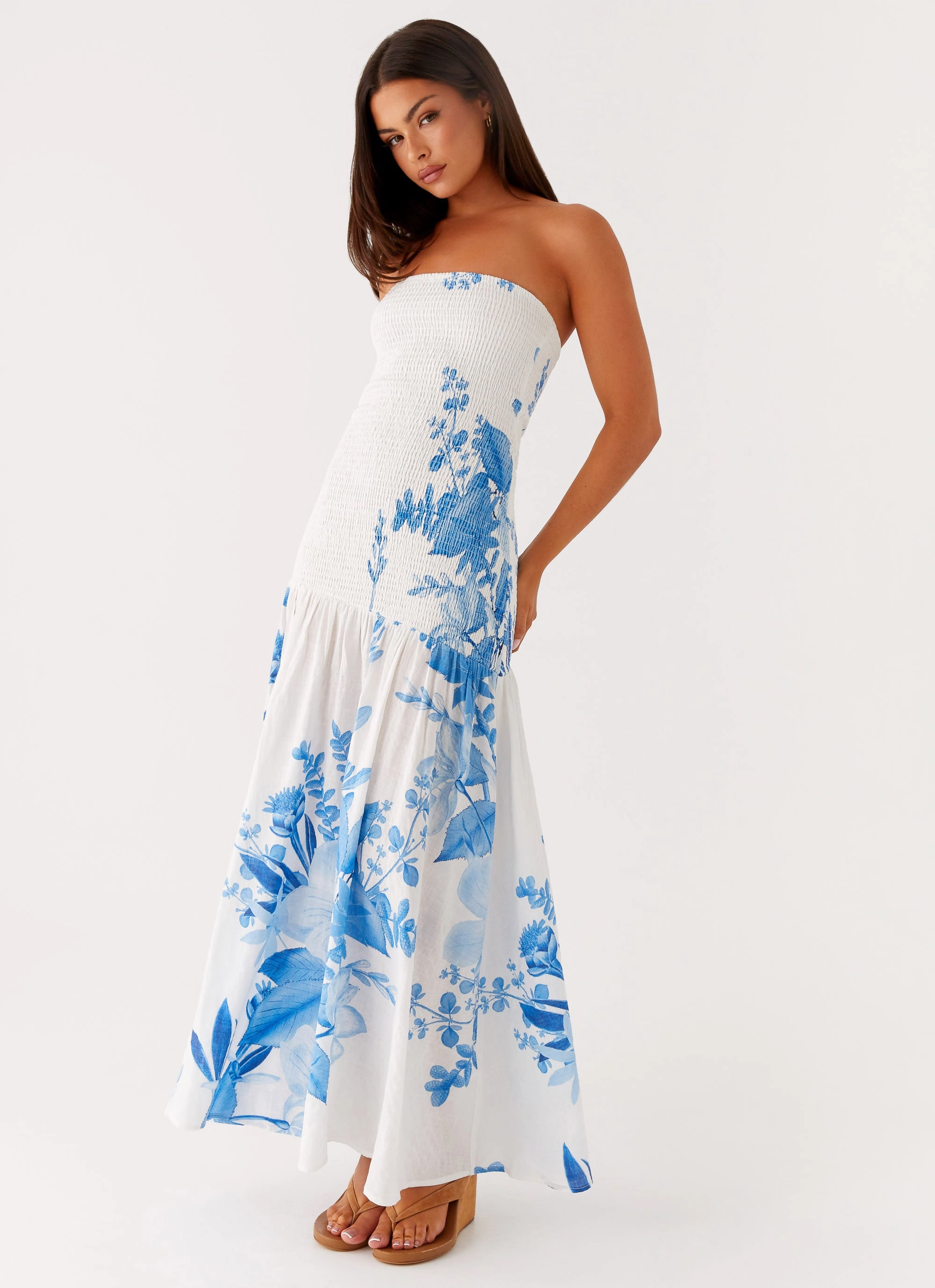 Rebecca Maxi Dress - Blue Floral Print