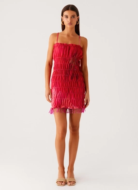 Refresh Me Chiffon Mini Dress - Peach Watermelon Flower Refresh Me Chiffon Mini Dress - Peach Watermelon Flower