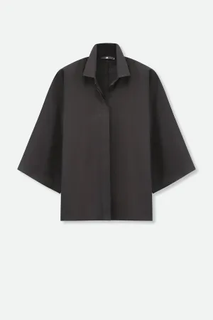 REMI KIMONO SLEEVE SHIRT IN ITALIAN COTTON STRETCH BLACK REMI KIMONO SLEEVE SHIRT IN ITALIAN COTTON STRETCH BLACK