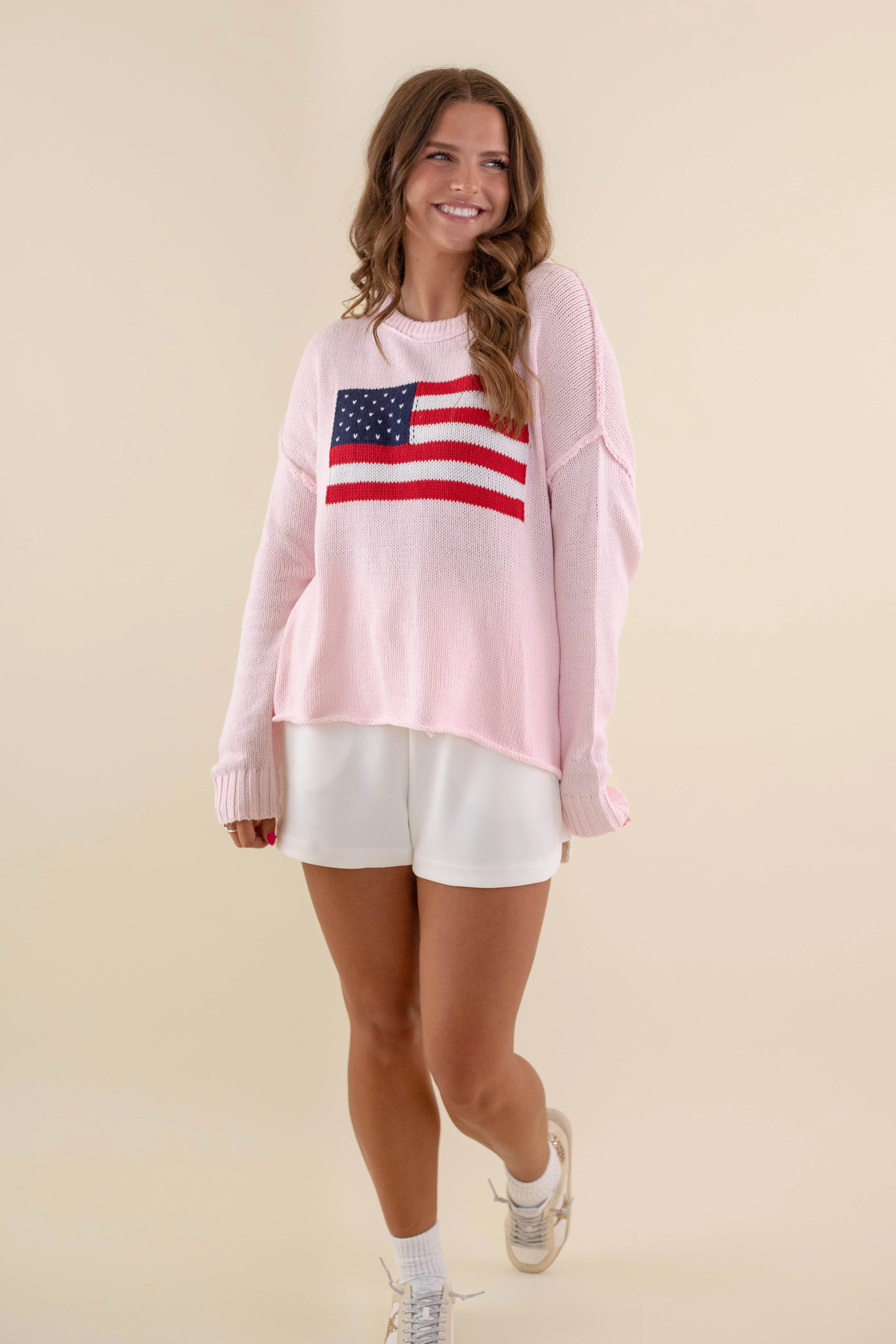 RESTOCK: All American Sweater-Blush