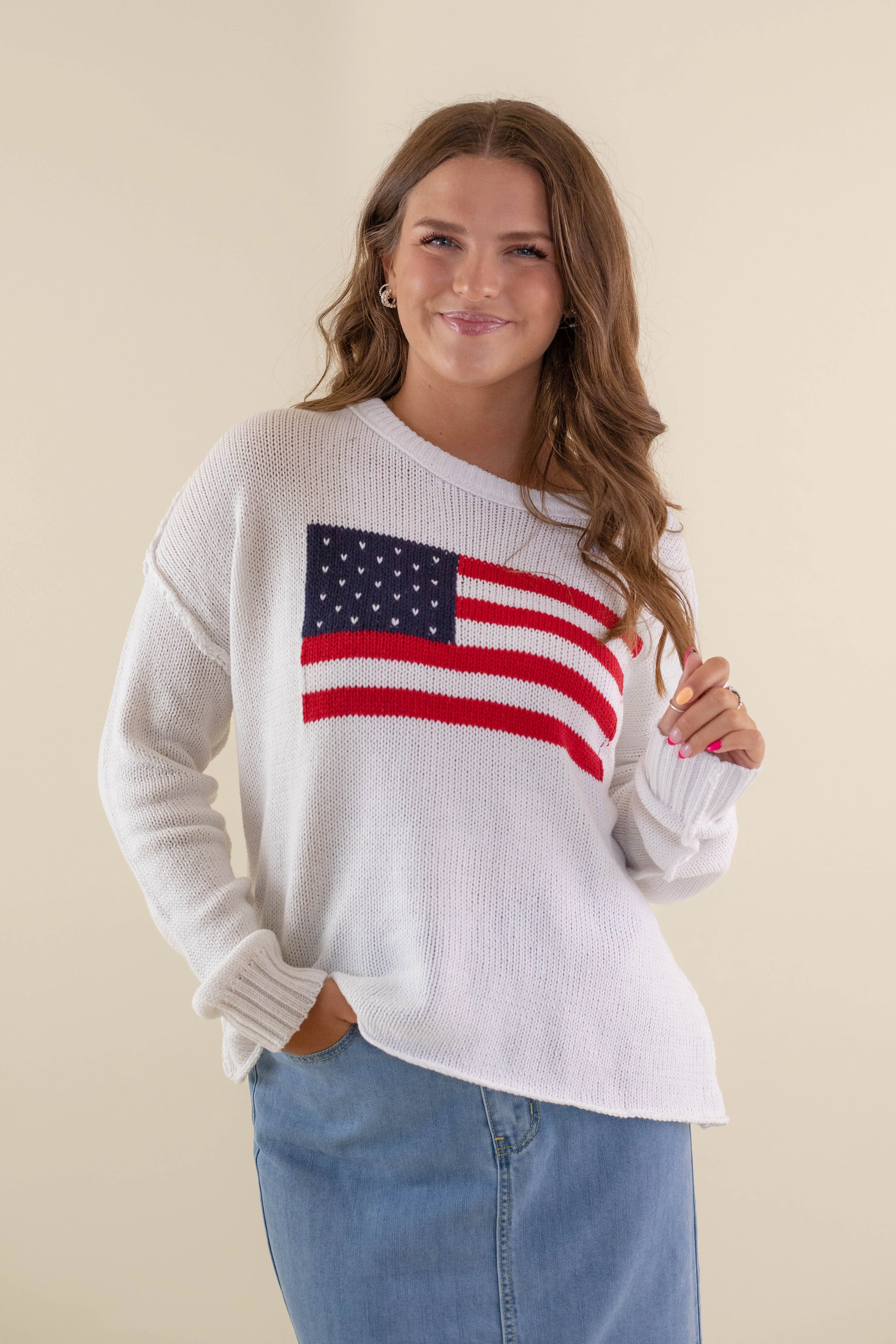 RESTOCK: All American Sweater-White