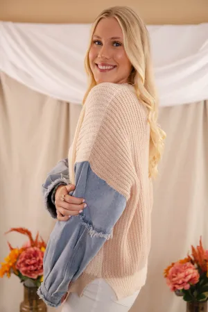 RESTOCK: Best Of Both Worlds Sweater-Taupe RESTOCK: Best Of Both Worlds Sweater-Taupe