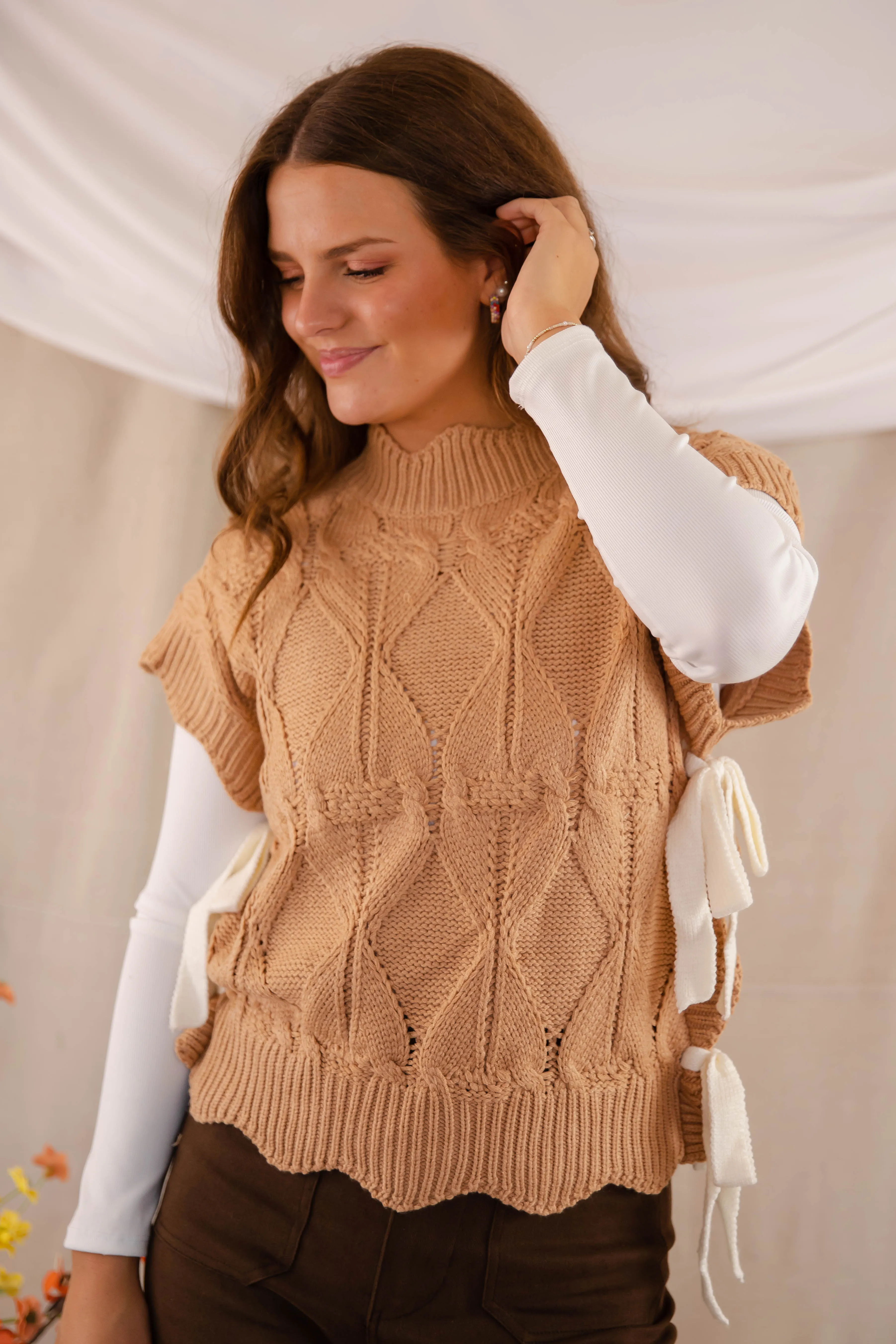 RESTOCK: Please and Thank You Sweater Vest-Mocha