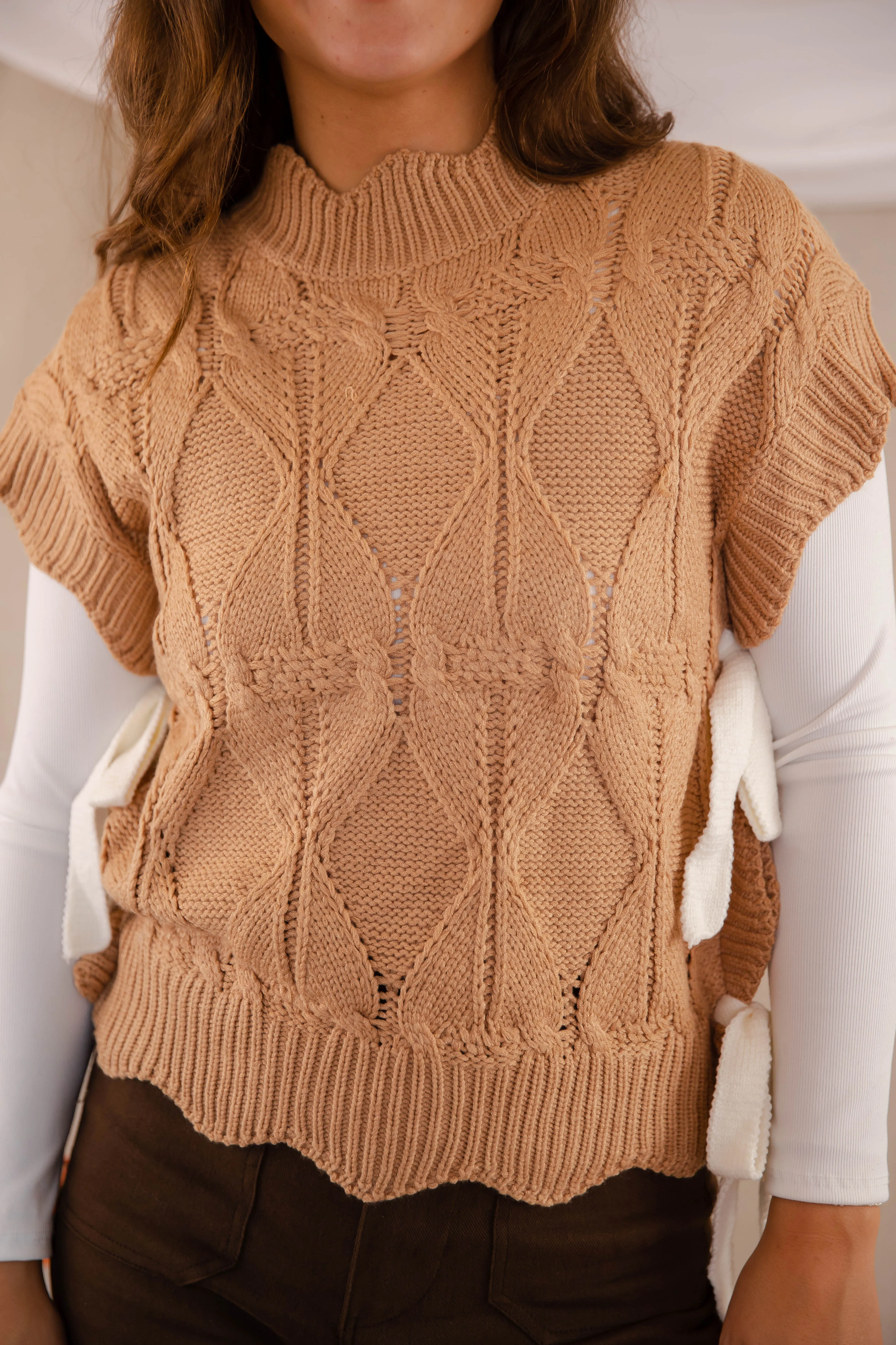 RESTOCK: Please and Thank You Sweater Vest-Mocha