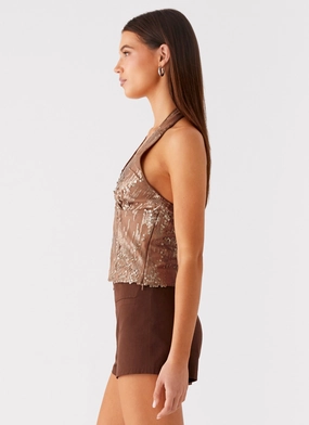 Reyce Sequin Top - Tan Reyce Sequin Top - Tan