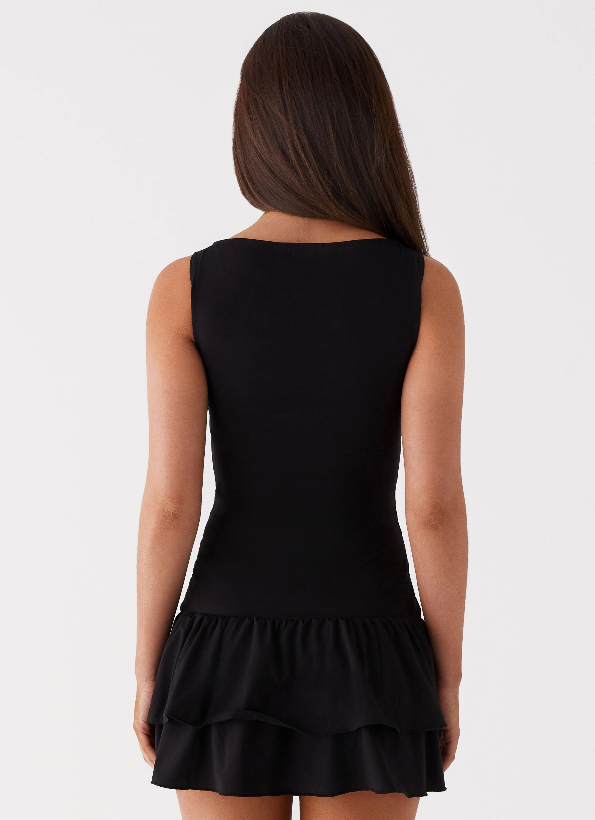 Rhiannon Frill Mini Dress - Black