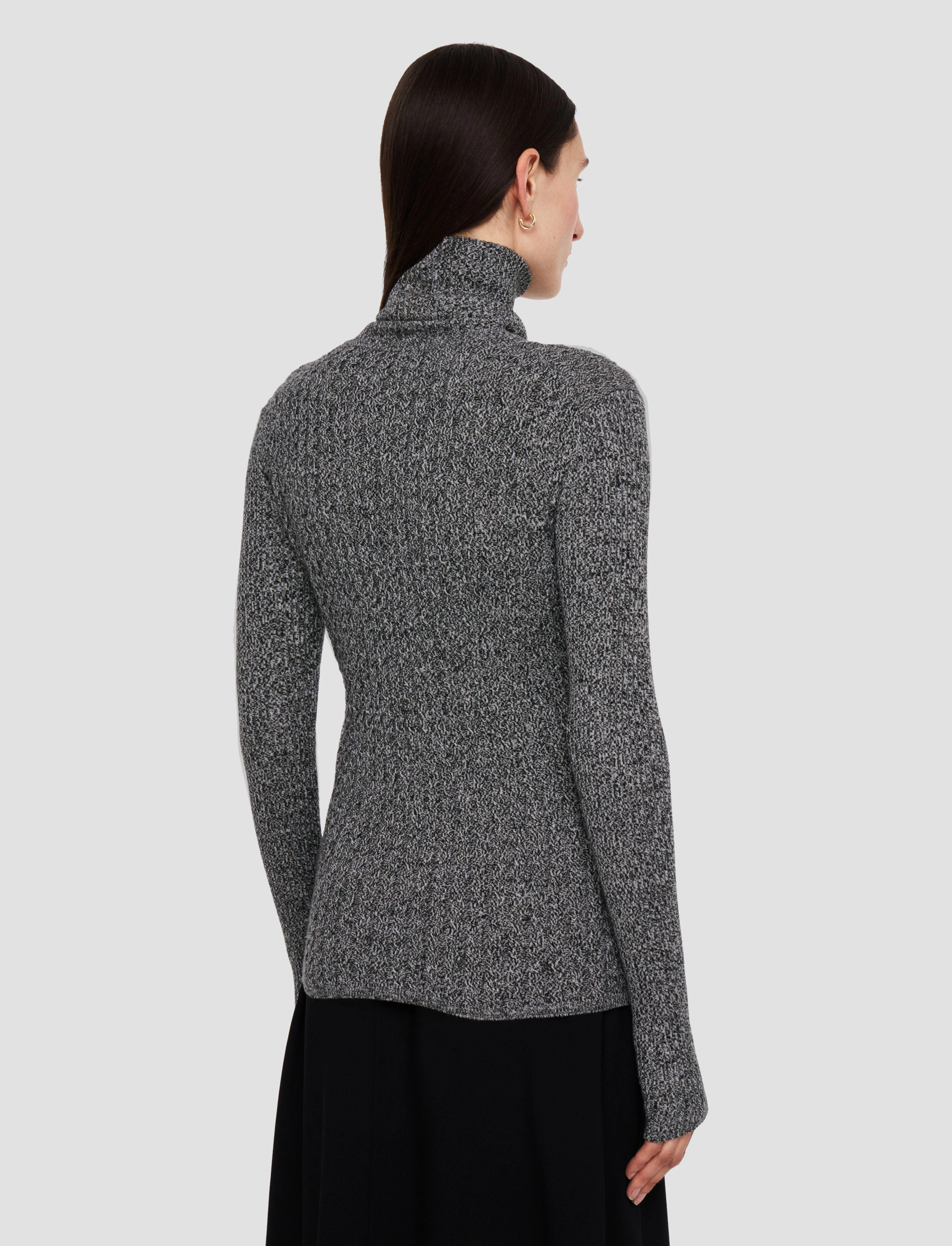 Ribbed Cable Knit High Neck Jumper