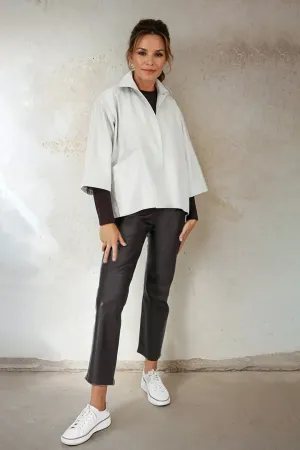 RIMINI LEATHER JACKET IN BONE BEIGE RIMINI LEATHER JACKET IN BONE BEIGE