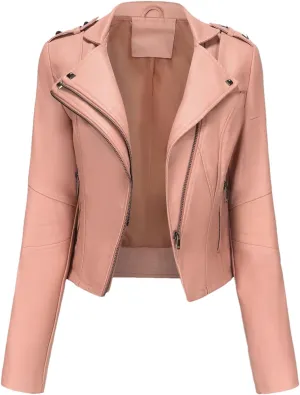 Rivet Women Moto Biker Zipper Jacket Autumn Faux Leather Jacket Women Motorcycle Coat Brown Black Red Female Jacket