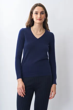 Robertson Madison 100% Cashmere Fine Gauge V-Neck CC-246 | Navy | Clearance Final Sale