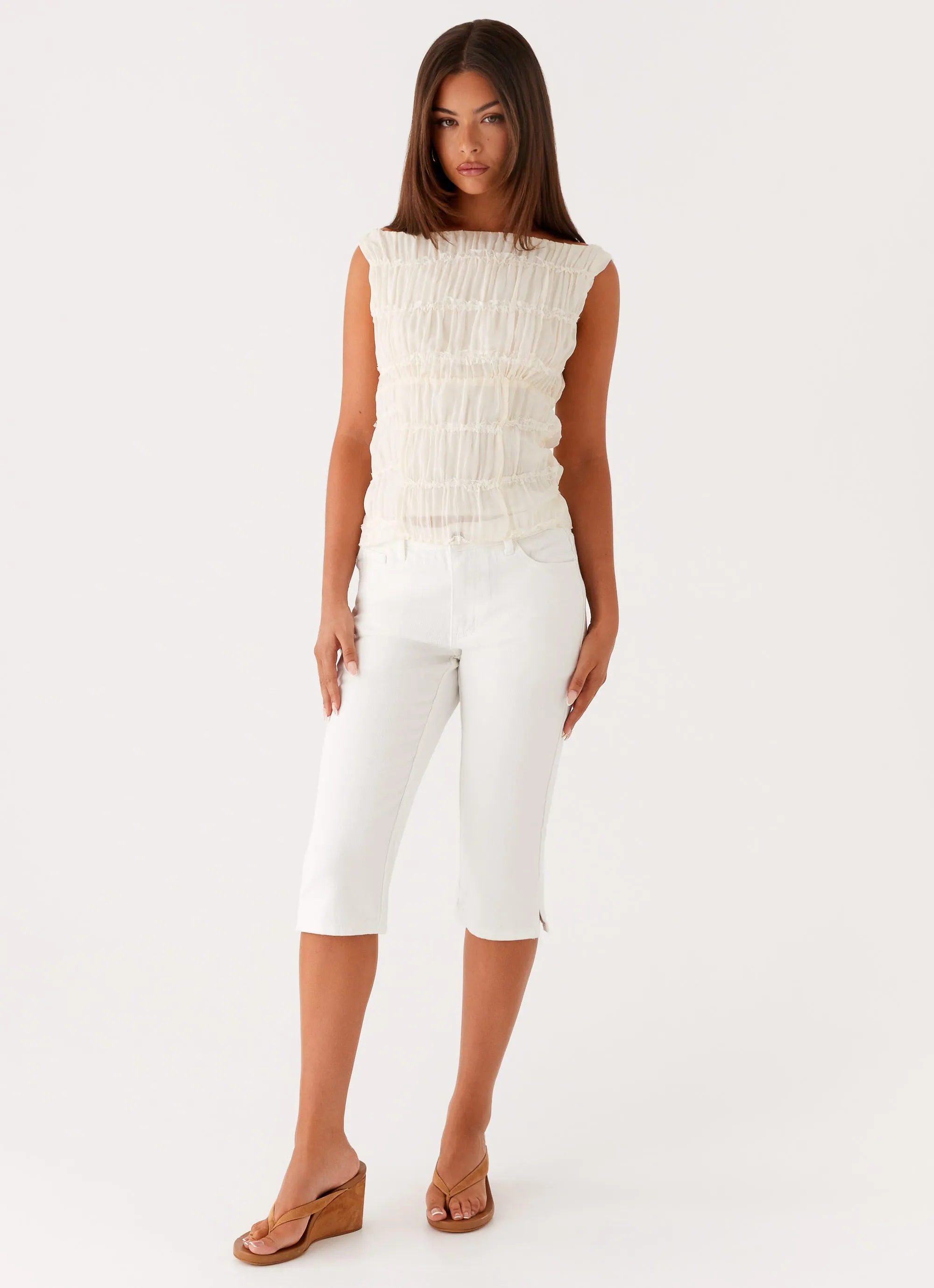 Rocco Denim Capri Pants - Off White