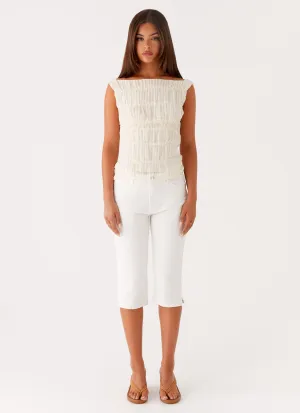 Rocco Denim Capri Pants - Off White Rocco Denim Capri Pants - Off White