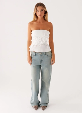 Roisin Ruched Top - White Roisin Ruched Top - White