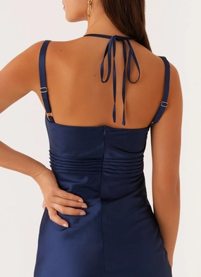 Romona Satin Mini Dress - Navy Romona Satin Mini Dress - Navy