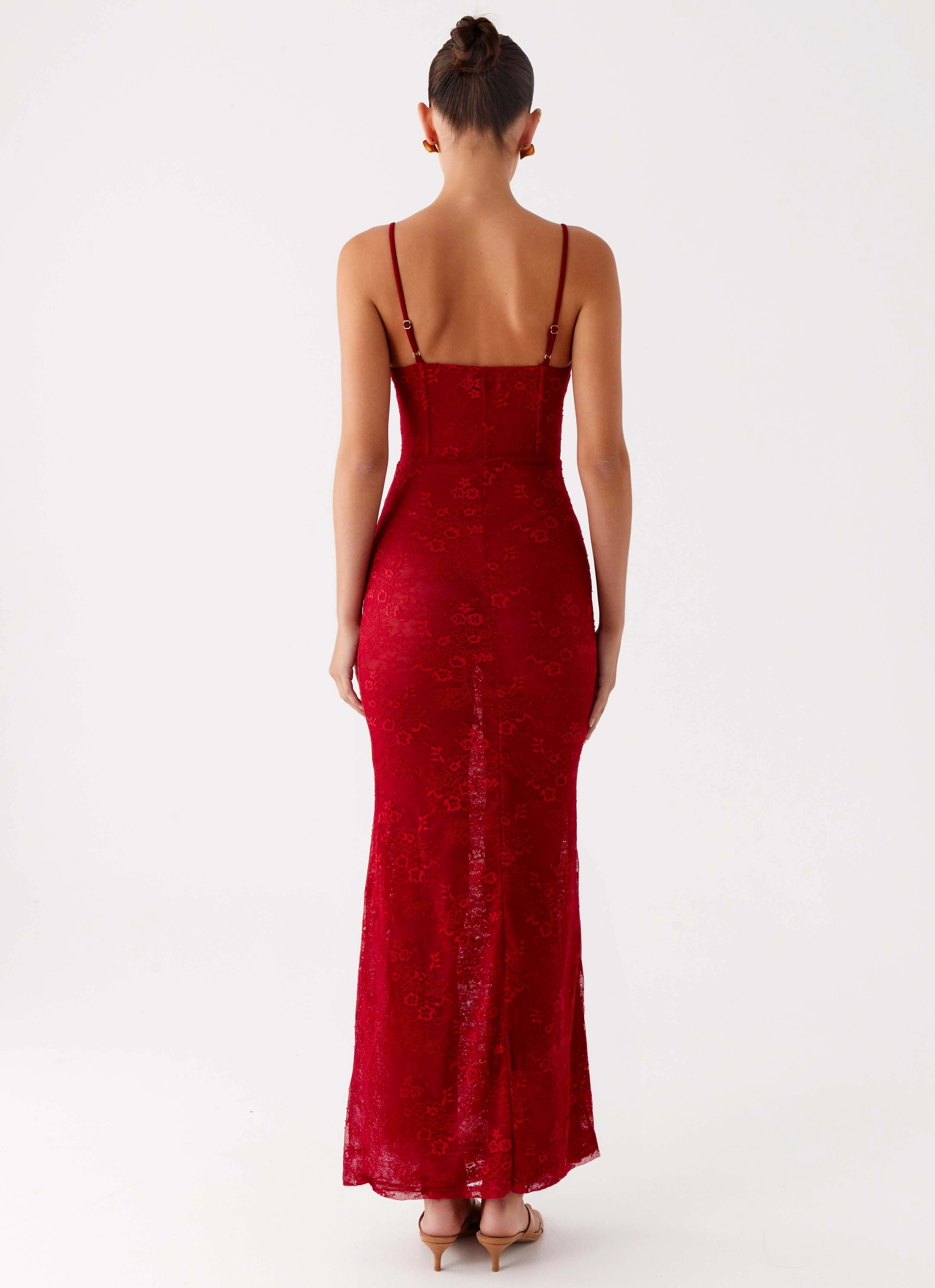 Rosa Corset Maxi Dress - Red