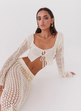 Rosalina Crochet Long Sleeve Top - Natural Rosalina Crochet Long Sleeve Top - Natural