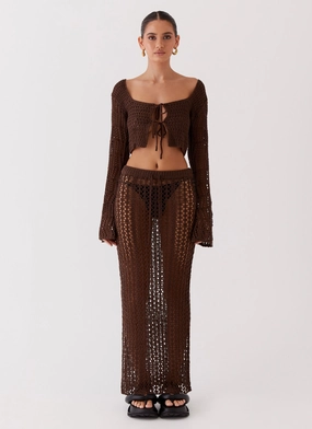 Rosalina Crochet Maxi Skirt - Chocolate Rosalina Crochet Maxi Skirt - Chocolate