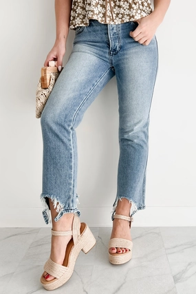 Rosanna Special A Distressed Hem Dad Jeans (Medium Light) Rosanna Special A Distressed Hem Dad Jeans (Medium Light)