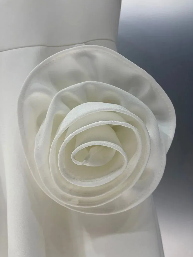 Rose flowers round neck short sleeve dress