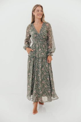 Rosita Floral Maxi Dress in Dusted Eucalyptus Rosita Floral Maxi Dress in Dusted Eucalyptus