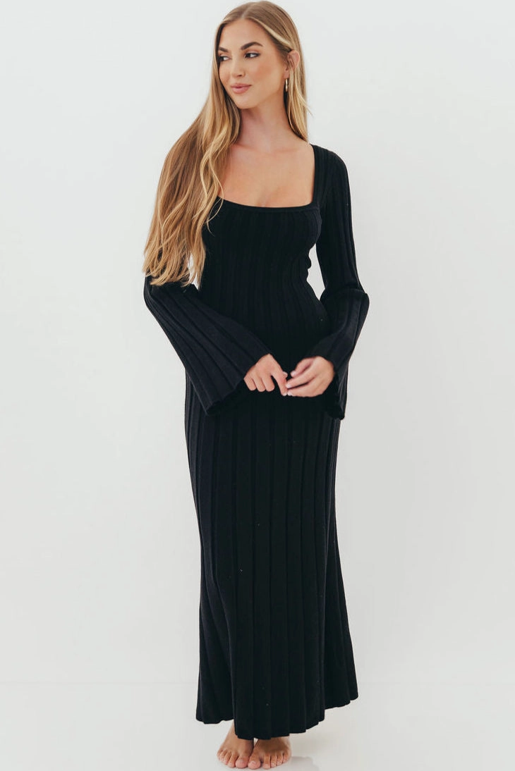 Rowan Square Neck Maxi Dress in Black